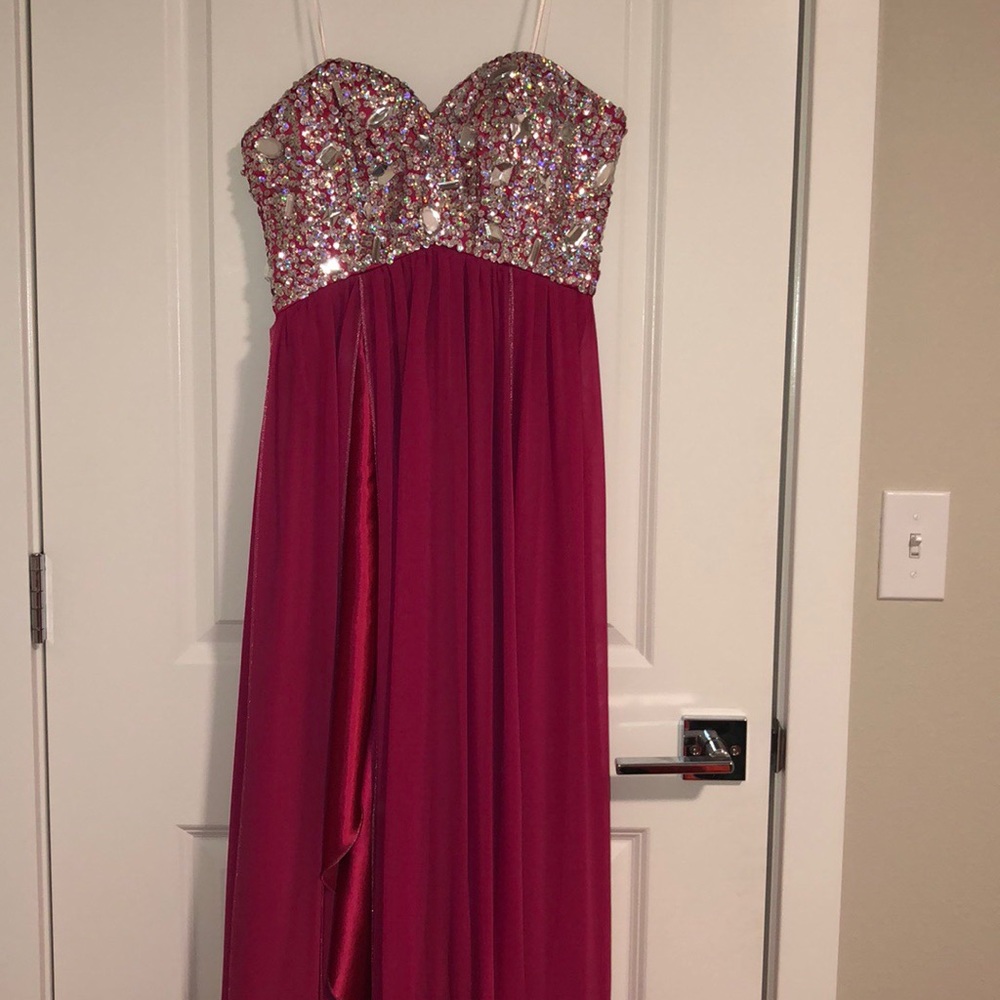 Dark Pink Strapless Dress